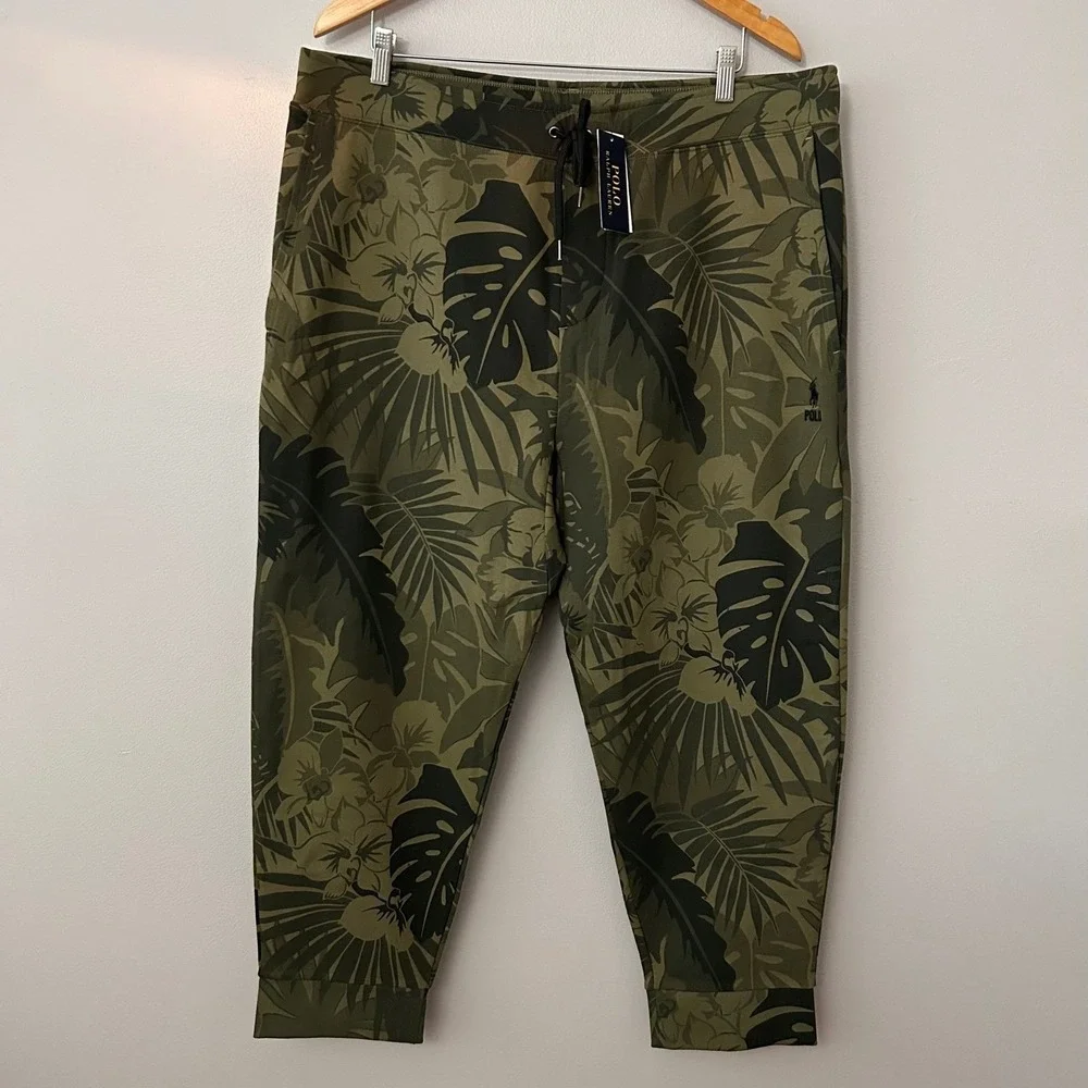 Polo Ralph Lauren‎ Sweatpants Jogger Mens 1XB Green Camo Tropical MSRP $198 NWT